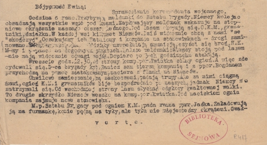 „Bój pod Ewiną!” – relacja z Łódzkiego Informatora Wojewódzkiej Rady Narodowej z 1944 roku