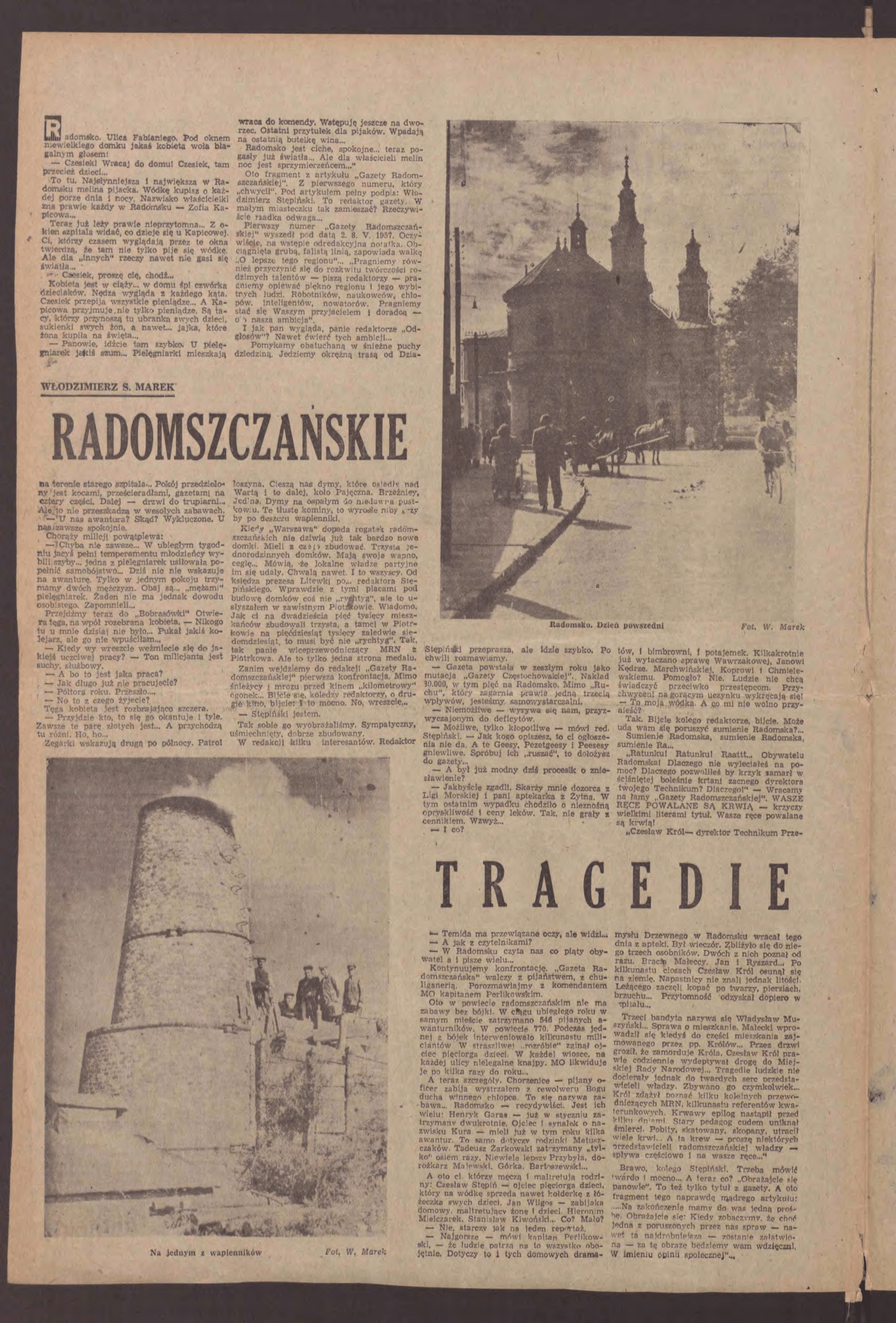 „Radomszczańskie tragedie” – artykuł z 1958 roku